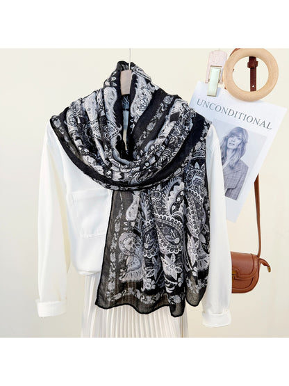 Scarvii - Ornate Paisley Print Lightweight Scarf