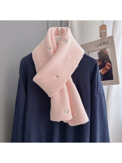 Scarvii - Soft Floral Detail Knit Scarf