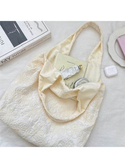 Cosbai soft textured shoulder tote bag angled to show shape and design