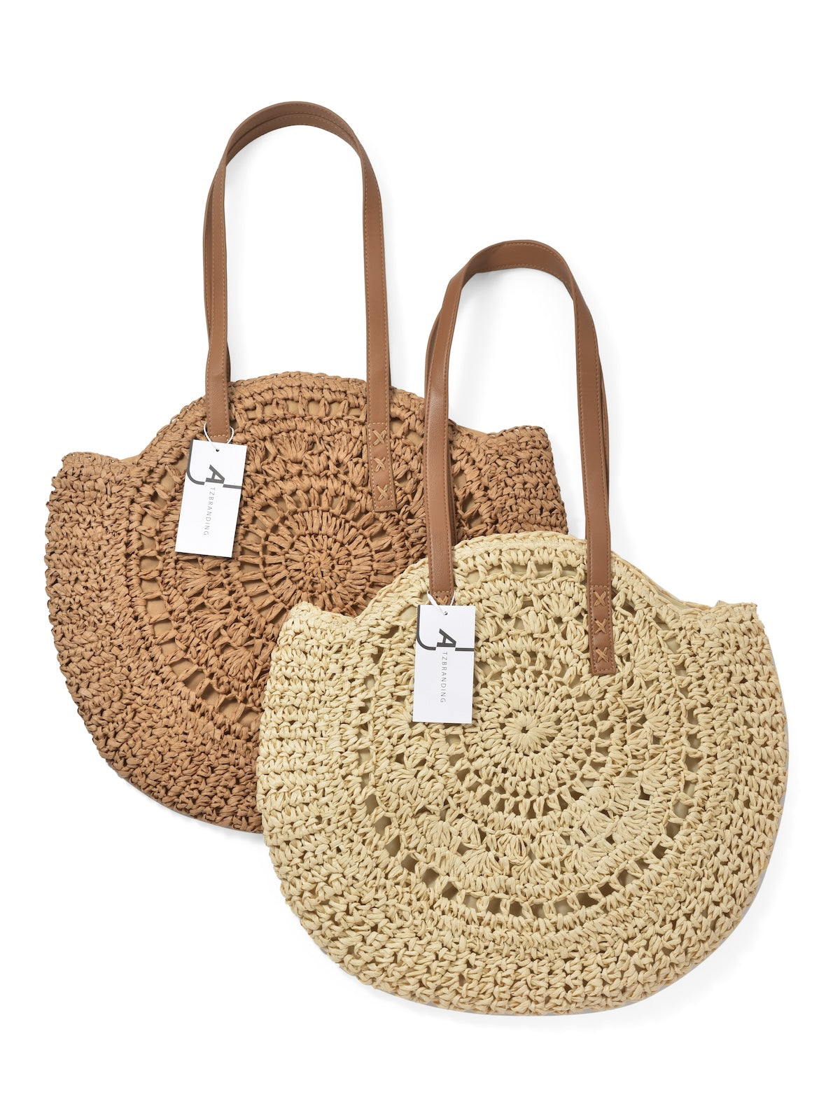 Cosbai - Round Hollow Woven Bag