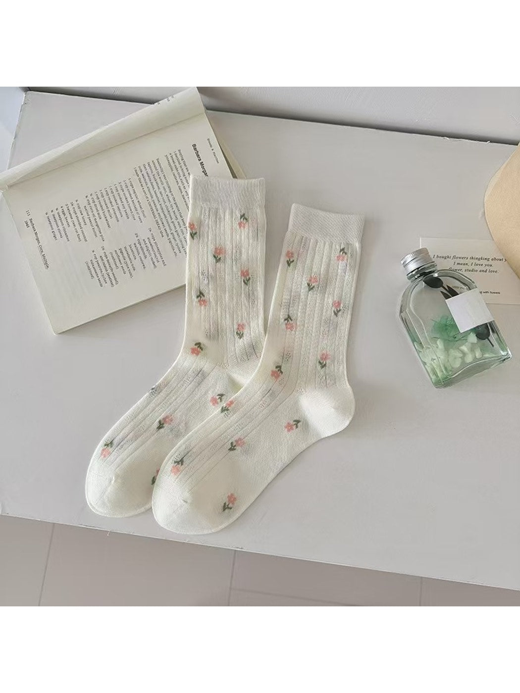 Rufia - Sweet Floral Printed Casual Women's Crew Socks