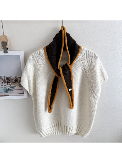 Scarvii - Contrast Trim Narrow Scarf
