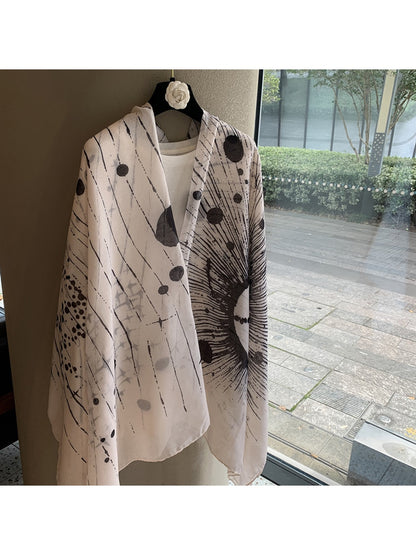 Scarvii - Artistic Brush Line Shawl Scarf