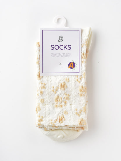 Rufia - Vintage Floral Court Style Mid-Calf Socks