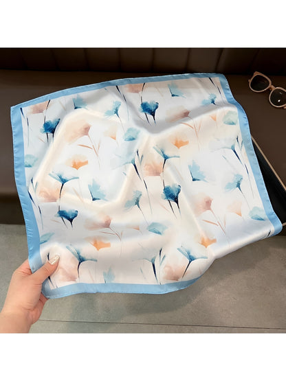 Scarvii - Watercolor Floral Neck Accent Square Scarf