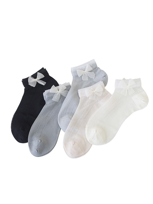 Rufia - Sweet Muted Bow Casual Ankle Socks