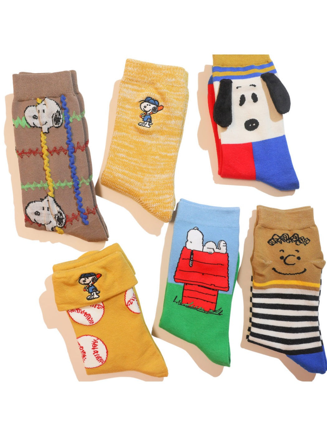 Rufia - Cute puppy pattern cuffed embroidered socks