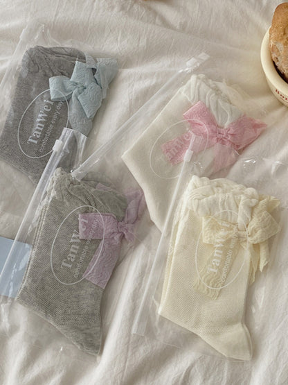 Rufia - Quarter-Calf Socks With Lace Bow– Sweet & Chic