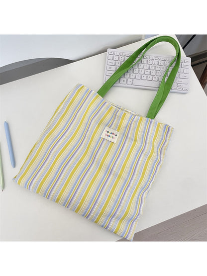 Cosbai - Colorful Stripe Shoulder Tote