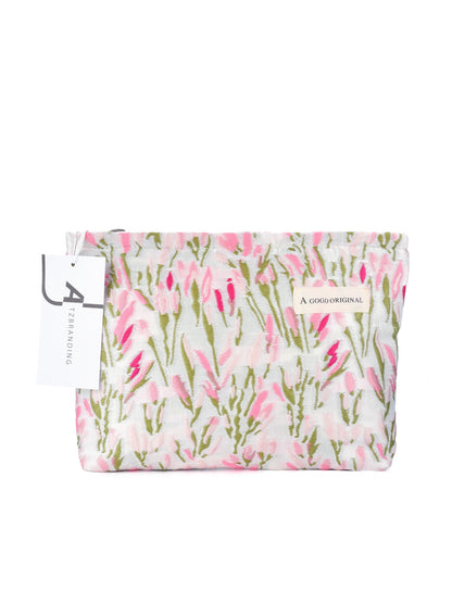 Cosbai – Tulip & Cherry Embossed Canvas Makeup Bag