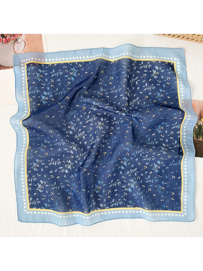 Scarvii - Botanical Print Contrast Border Square Scarf