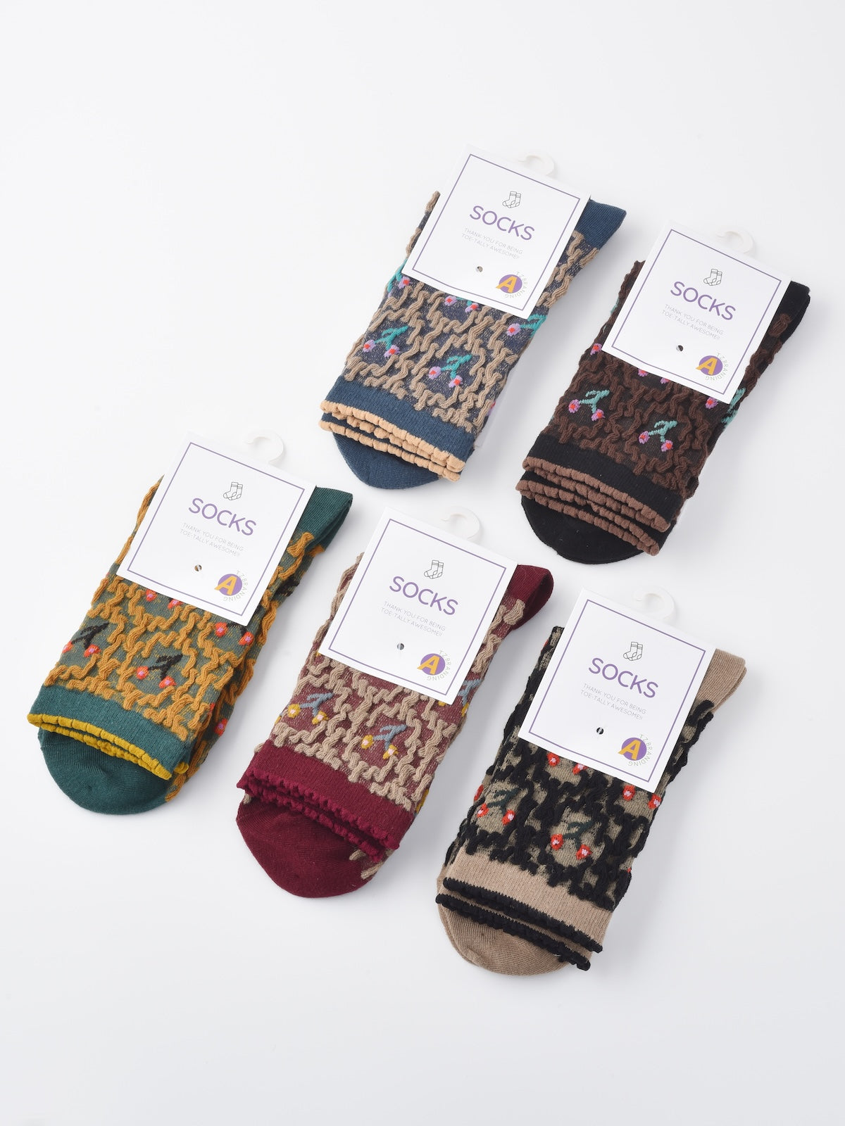 Rufia - Vintage Embroidered Mid-Calf Socks - Soft & Chic
