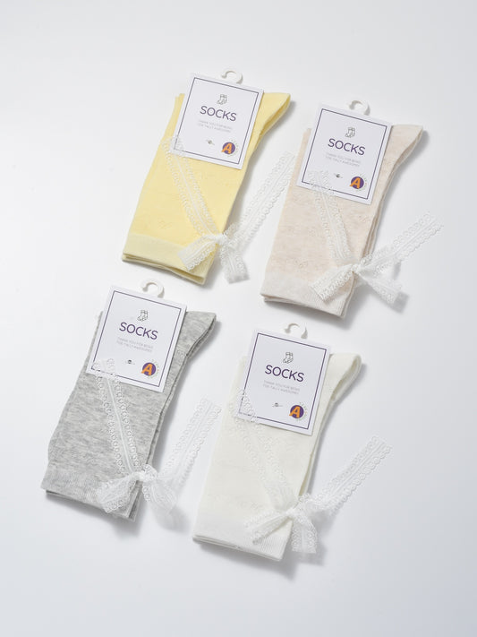 Rufia - Elegant Bow Lace Accent Crew Socks product image 2