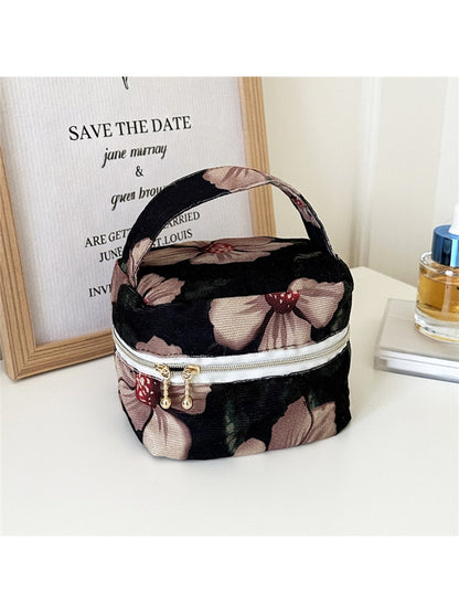 Cosbai - Floral Bucket Shape Makeup Bag
