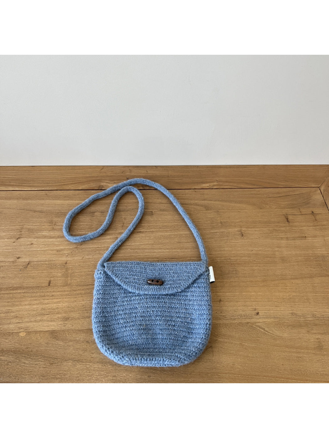 Cosbai - Textured Knit Button Flap Crossbody Bag