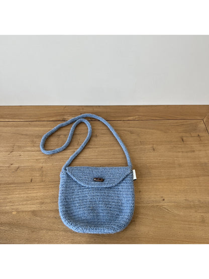 Cosbai - Textured Knit Button Flap Crossbody Bag