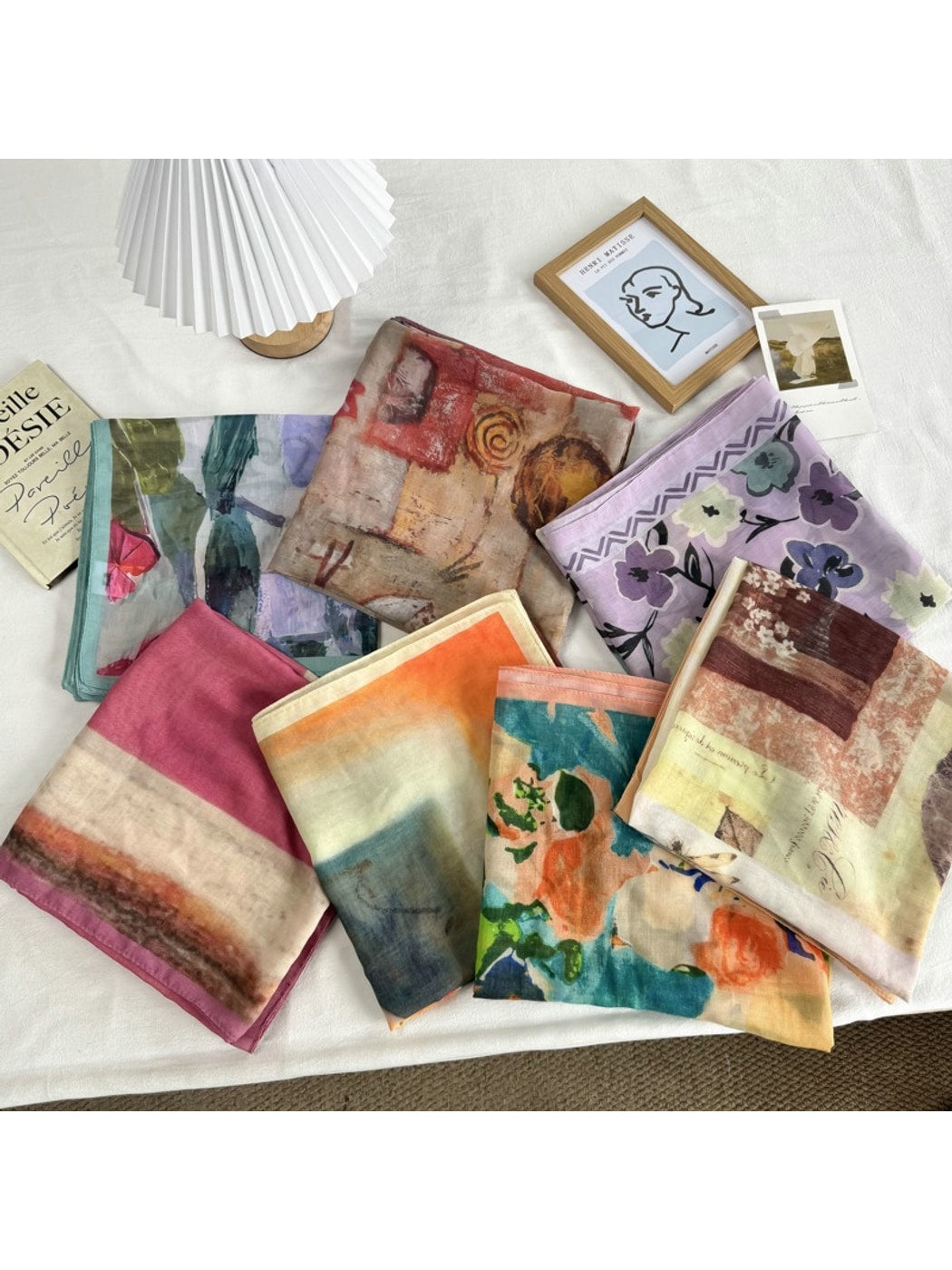 Scarvii - Soft Tone Patterned Square Scarf