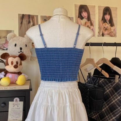 Vesty - Denim Bustier Adjustable Top - Classic & Casual