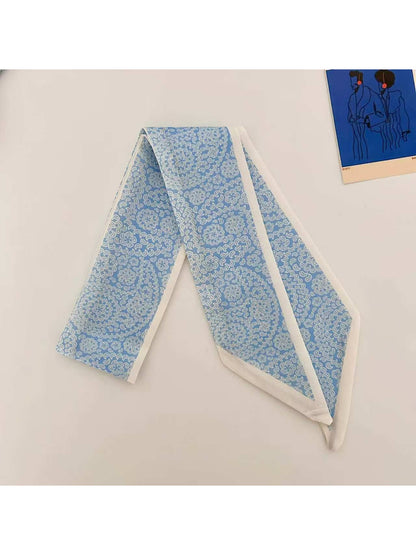 Scarvii Scroll Motif Skinny Scarf