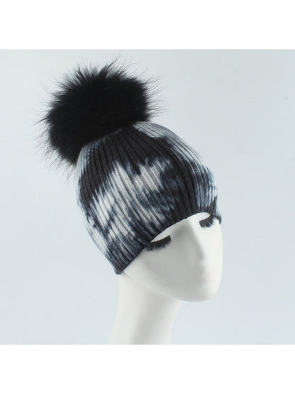 Haila - Striped Knit Pom Pom Beanie