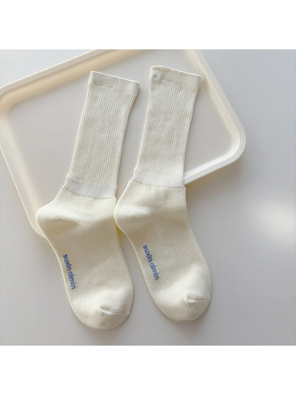 Rufia - Minimal Style Solid Color Crew Socks