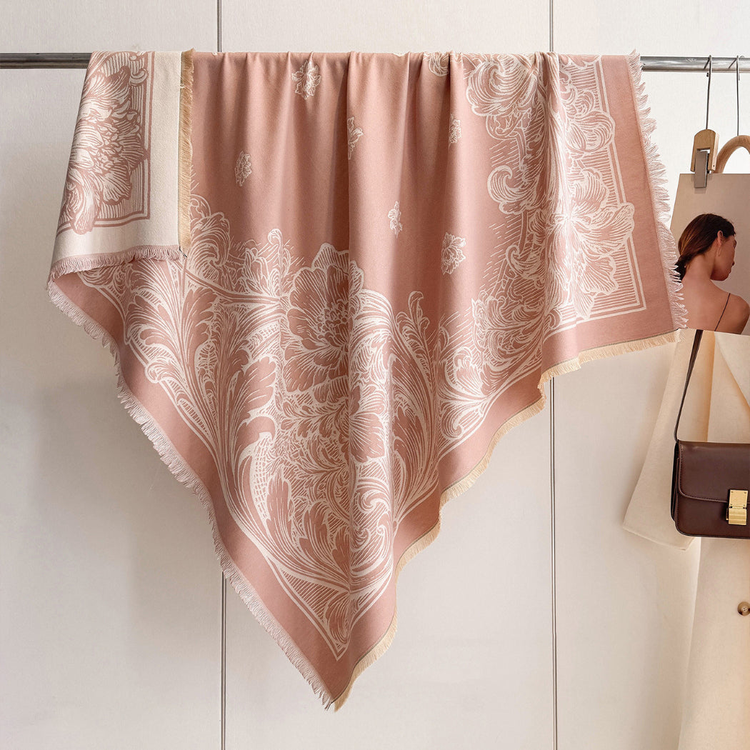 Scarvii - Ornate Floral Fringe Scarf