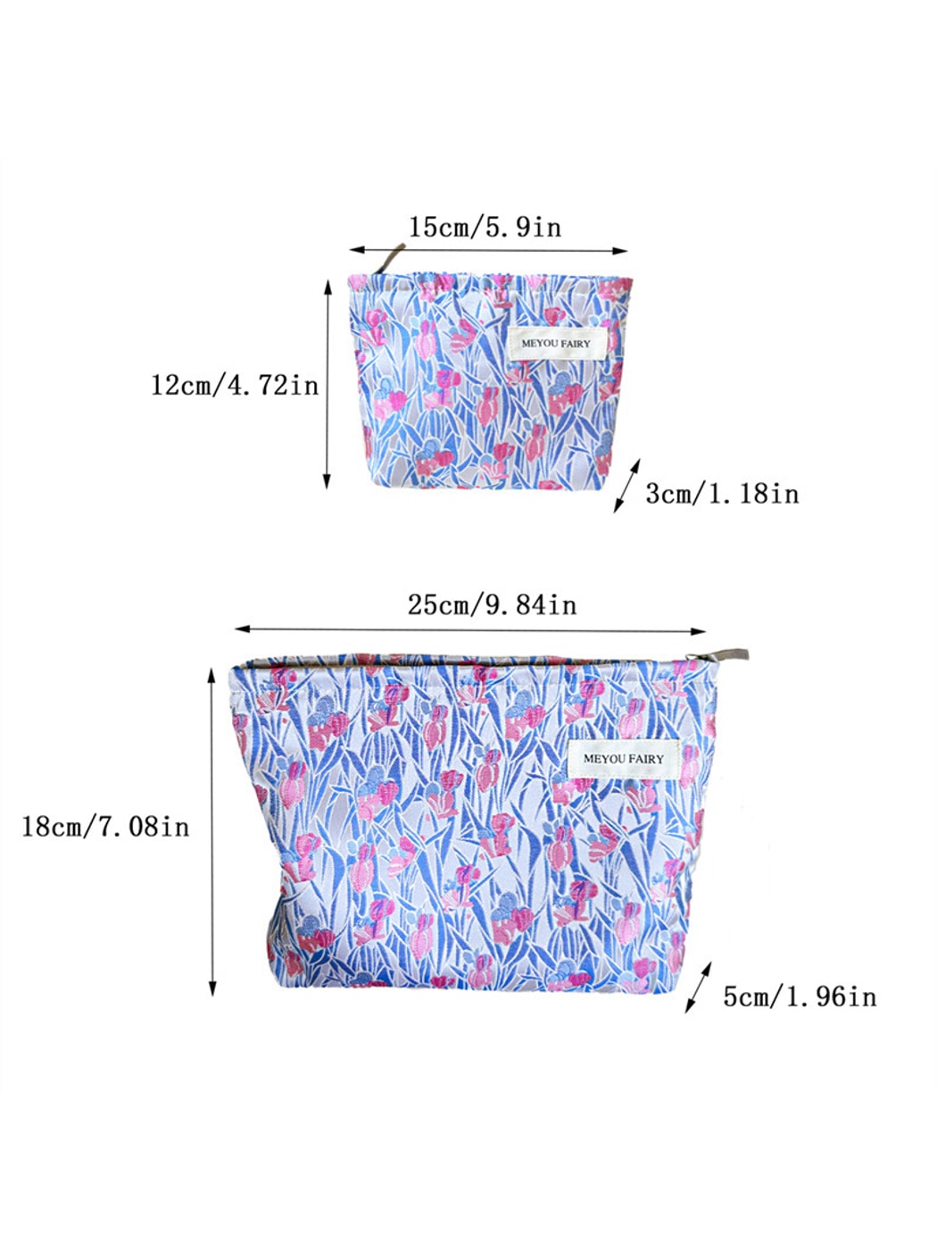 Cosbai - Floral Pattern Cosmetic Organizer Bag