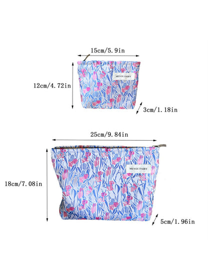 Cosbai - Floral Pattern Cosmetic Organizer Bag