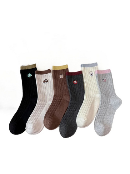 Rufia - Patterned Ribbed Crew Socks
