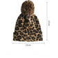 Haila - Leopard Print Winter Knit Hat with Pom-Pom