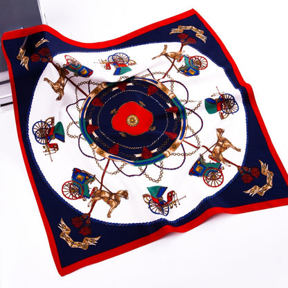 Scarvii - Vintage Carriage Print Square Twill Scarf