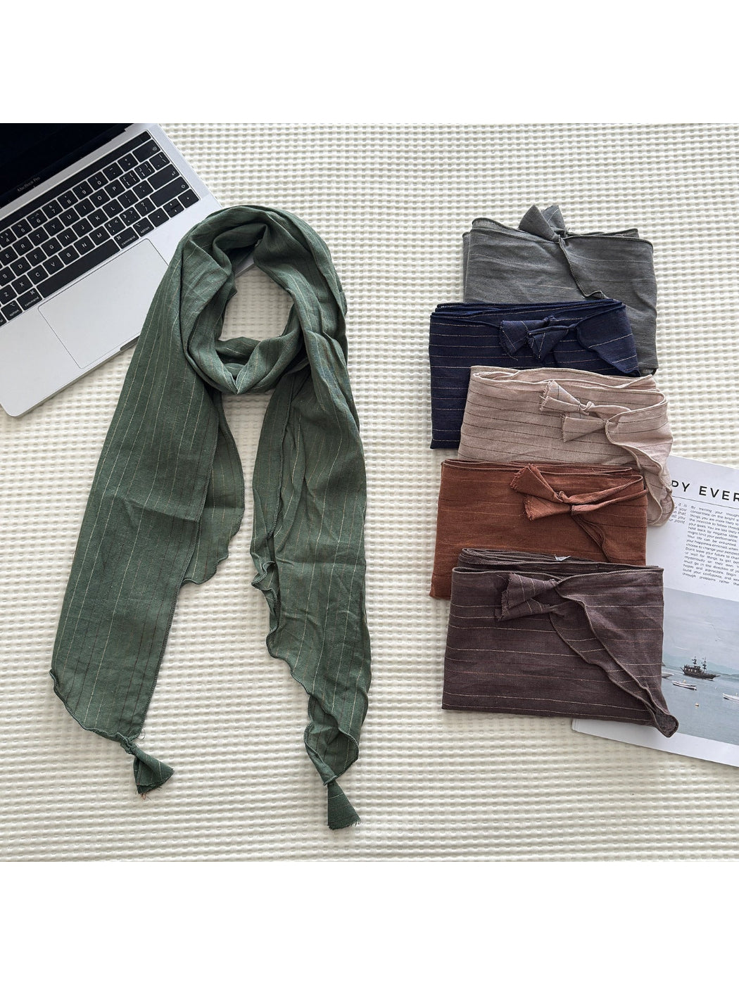 Scarvii - Stripe Tassel Lightweight Scarf