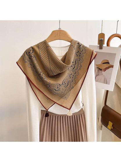 Scarvii - Vintage Polka Dot Center Print Square Scarf
