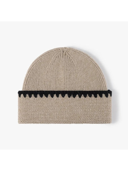 Haila - Contrast Trim Fold-Over Knit Beanie