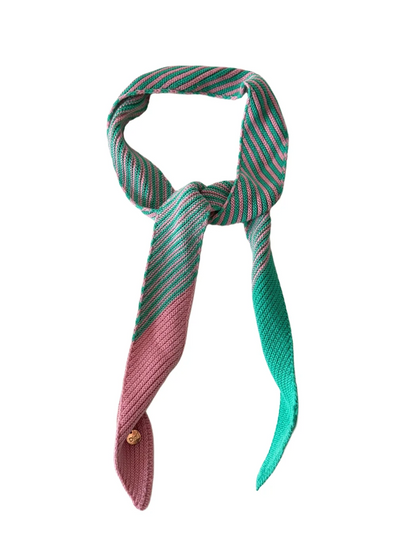 Scarvii - Color Block Diagonal Stripe Knit Skinny Scarf