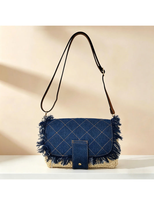 Cosbai casual fringe saddle bag shown from front angle on white background