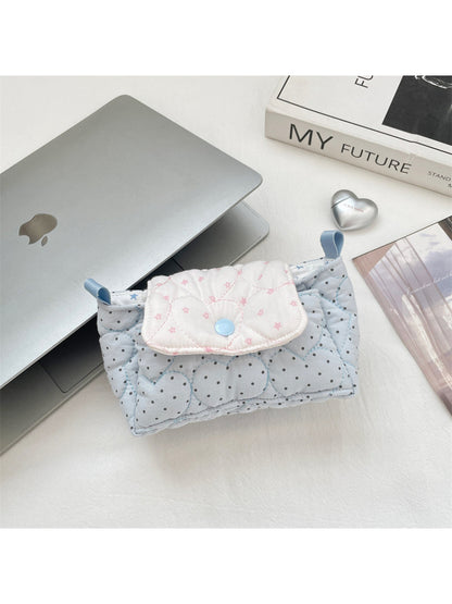 Cosbai - Quilted Dot and Star Snap Flap Pouch