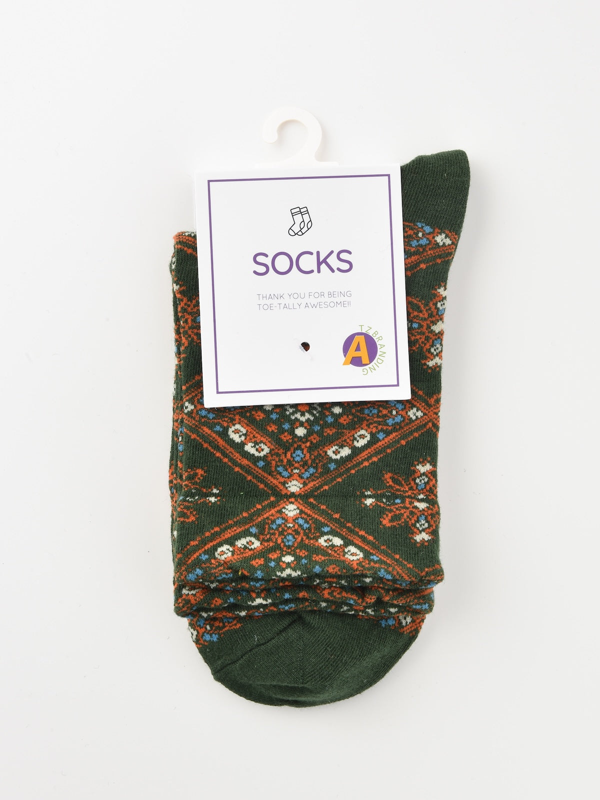 Rufia - Retro Mid-calf Socks with Diamond Floral Patterns