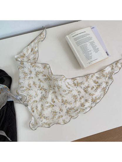 Scarvii Small Floral Print Triangle Scarf