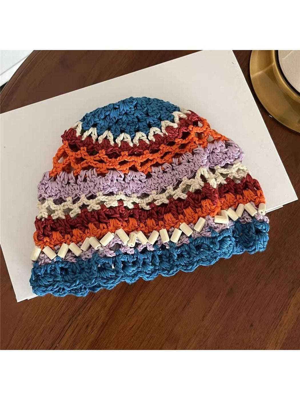 Haila - Foldable Openwork Decorative Knit Beanie Hat