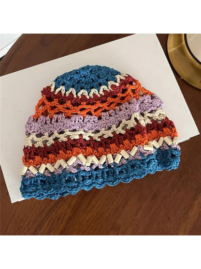 Haila - Foldable Openwork Decorative Knit Beanie Hat