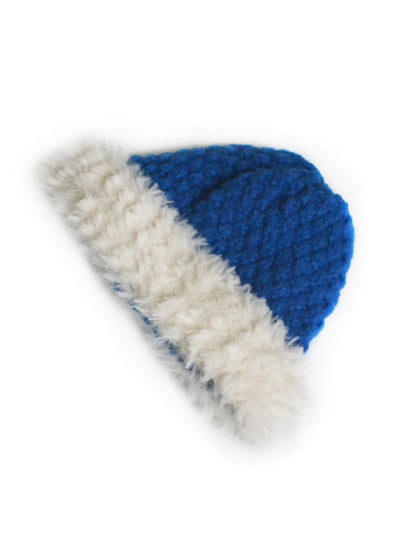 Haila - Cozy Fuzzy Trim Textured Knit Beanie
