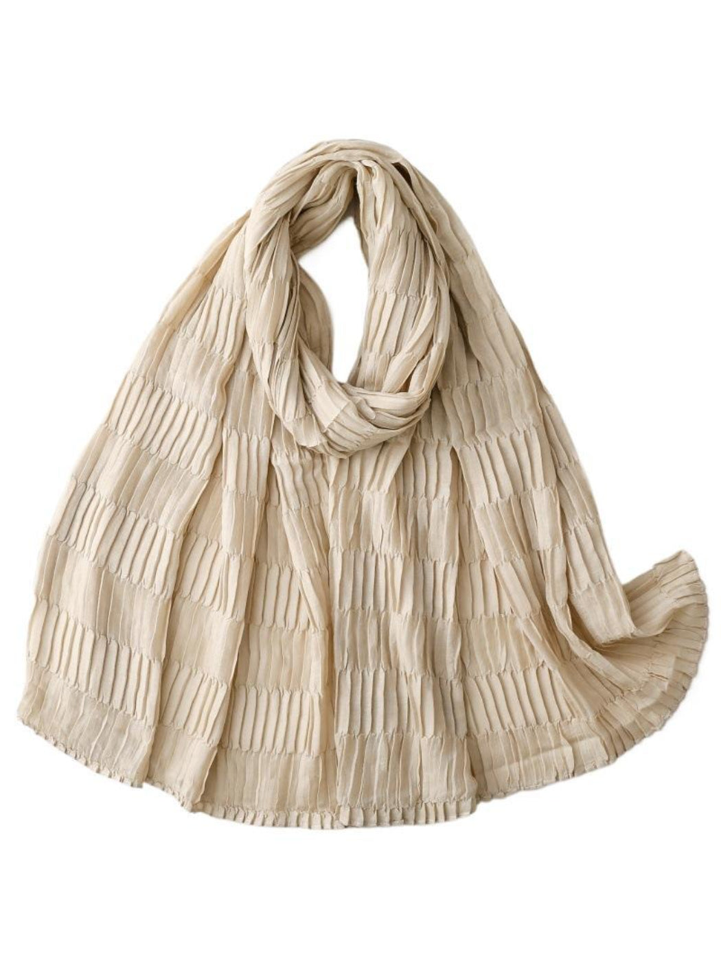 Scarvii - Textured Pleated Finish Long Scarf