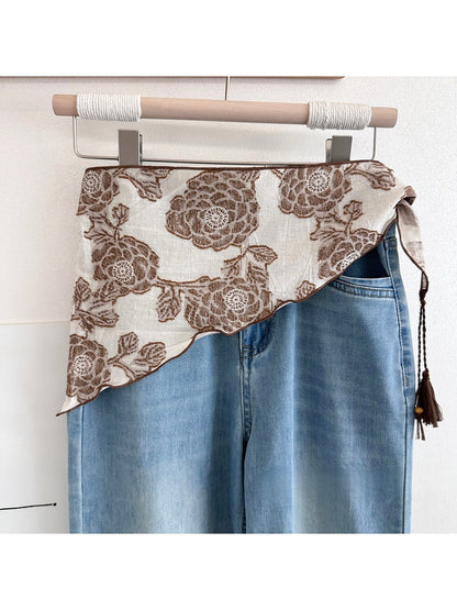 Scarvii - Printed Trim Tassel Triangle Bandana