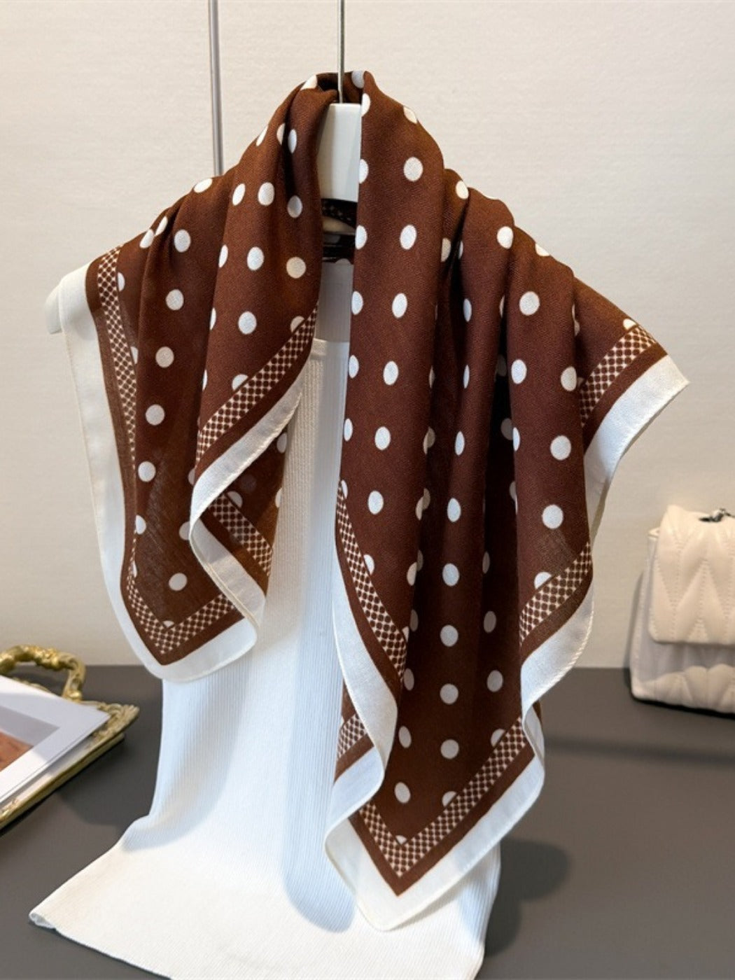 Scarvii - Square Scarf with Polka Dots – Classic & Stylish