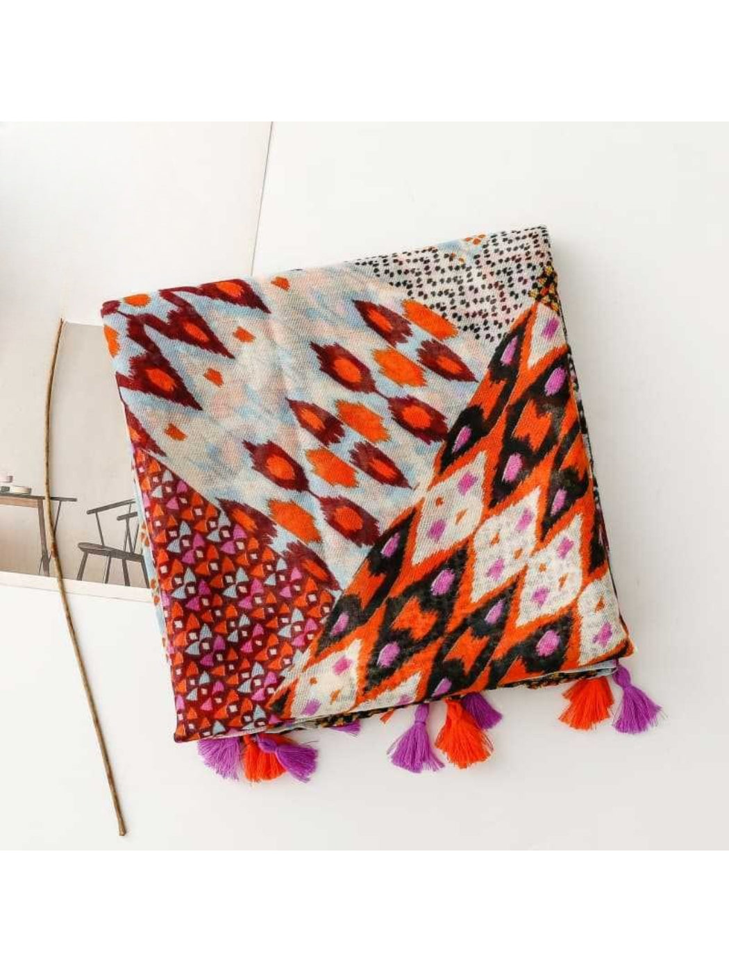 Scarvii - Graphic Patchwork Pattern Soft Scarf