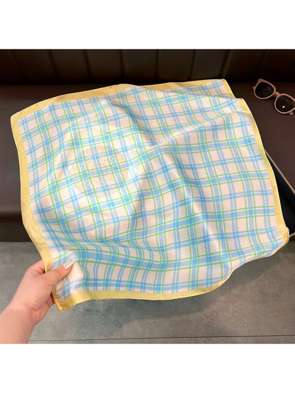 Scarvii - Classic Check Border Accent Square Scarf