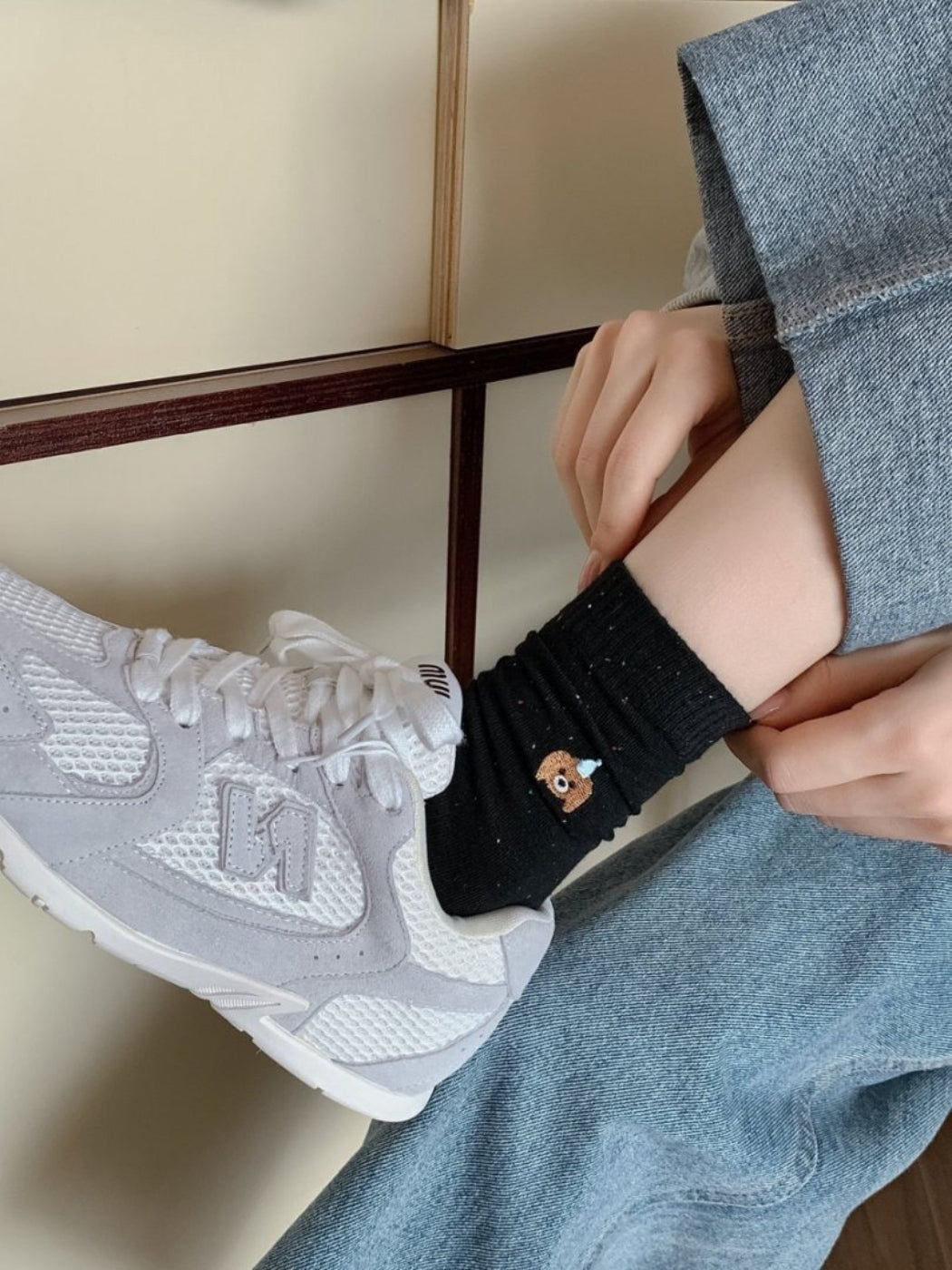 Rufia - Cute Animal Embroidery Crew Socks