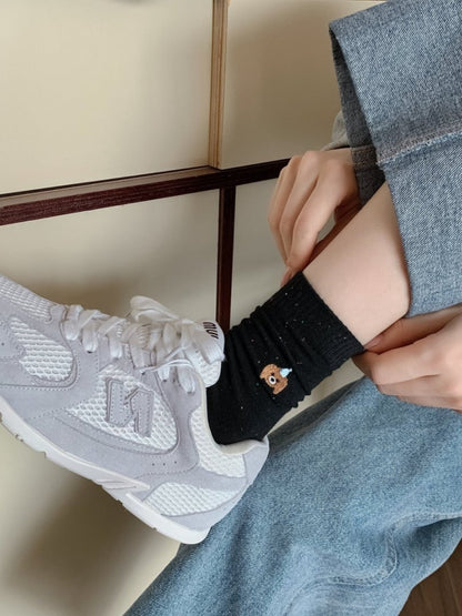 Rufia - Cute Animal Embroidery Crew Socks