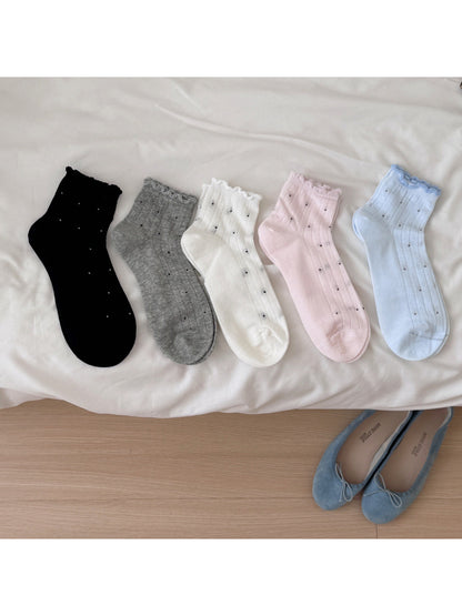 Rufia - Soft Dot Rib Knit Ankle Socks product image 1